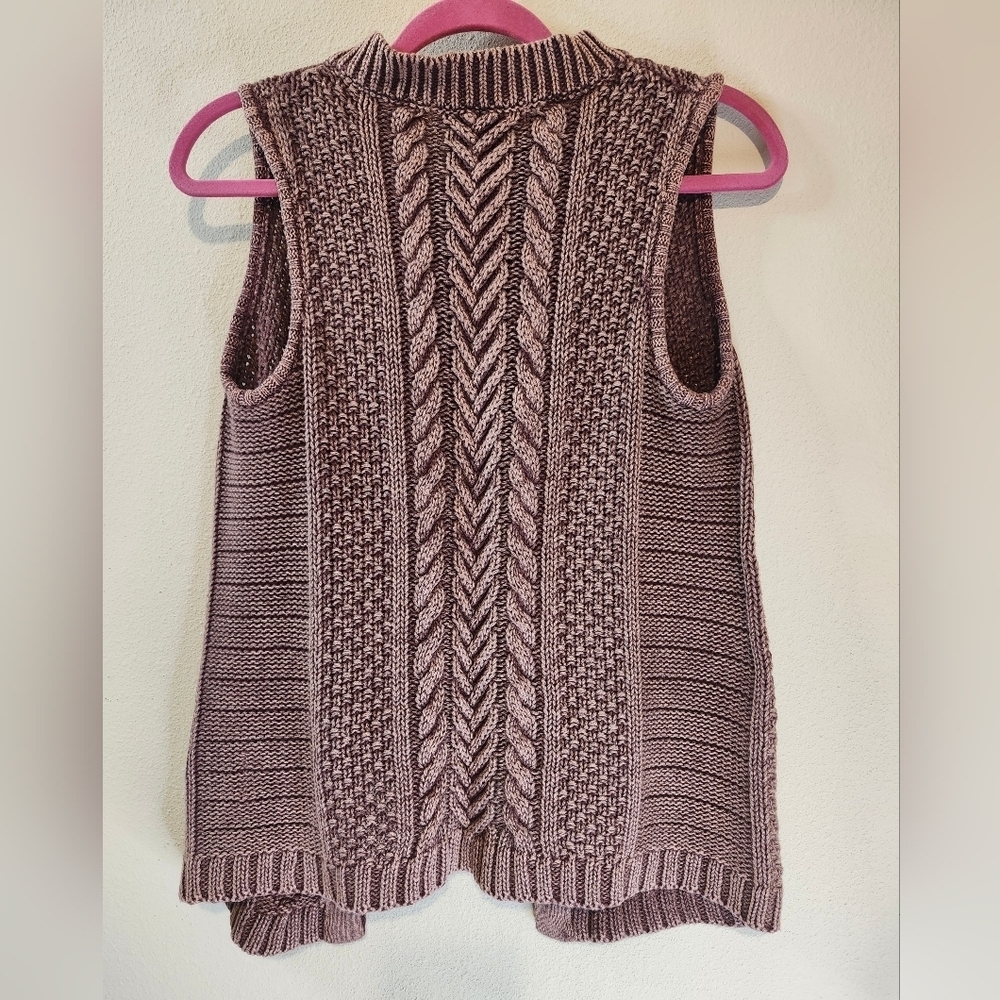 Vintage America Jeans Cotton Ramie Purple Thick Cable Sweater Vest Size Medium - Picture 6 of 6